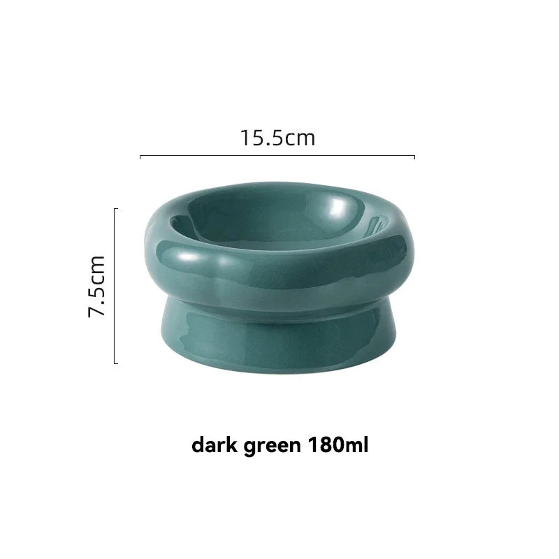 Elevated Ceramic Pet Bowl for Cats and Small Dogs – Anti-Slip, Neck Protection, Easy to Clean, Raised Design for Food and Water