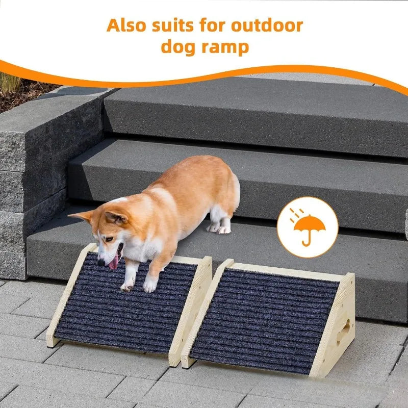 Wooden Pet Ramp Low Angle Design Stair Ladder Assist Climb Tool Stable Structure Non Slip Surface for Small Dogs Cats Indoor