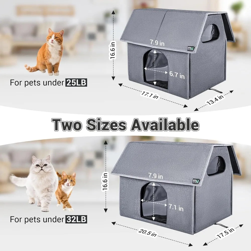 Outdoor Cat House, Extra Large Weatherproof Cat Houses for Outdoor/Indoor Cats, Warm Feral Cat Shelter with Removable Soft Mat,