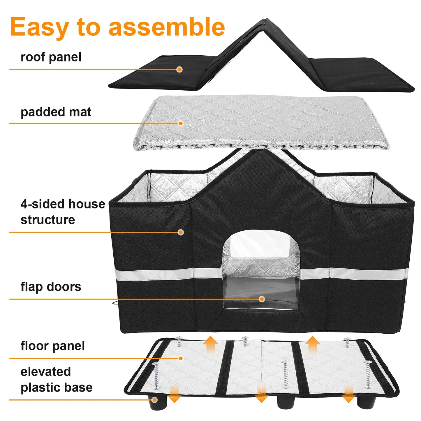 Waterproof Outdoor Large Cat Shelter & Roof Window Elevated Pet House Feral Cat House for Stray/Barn Cats with Cozy Cushion