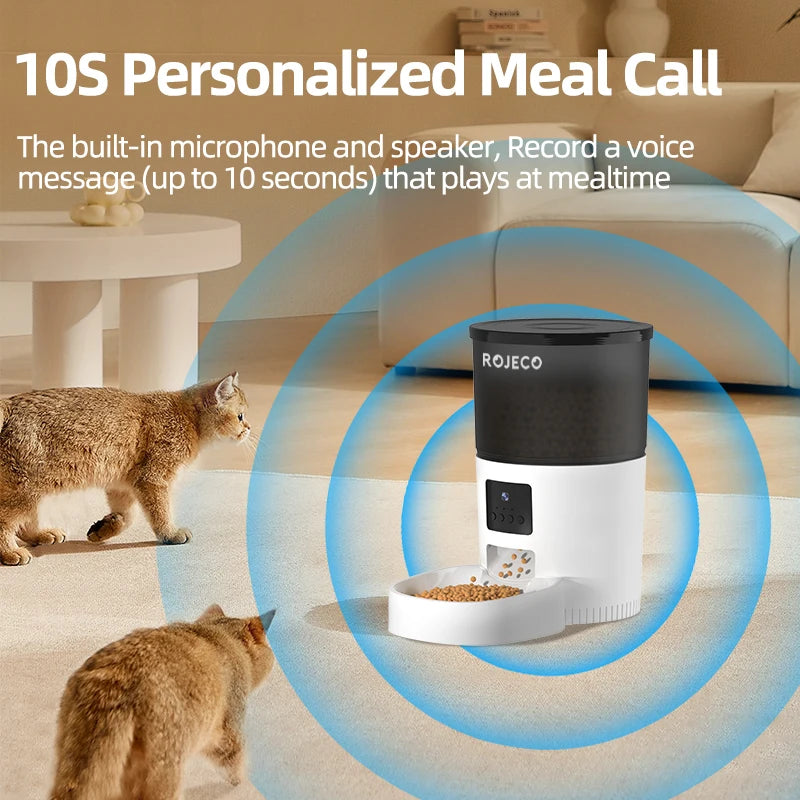 ROJECO 3L Automatic Dog Feeder With Camera Smart Pet Food Dispenser For Dogs WIFI Remote Food Feeding with Stainless Steel Bowl