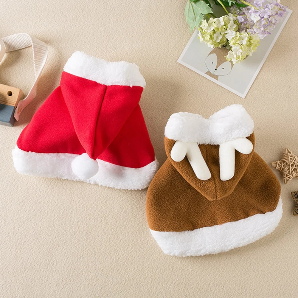 Pet Cat Dog Cape Change Into Santa Cape Deer Red Riding Hood Warm Plush Kawaii Comfortable Windproof Repeat Costume