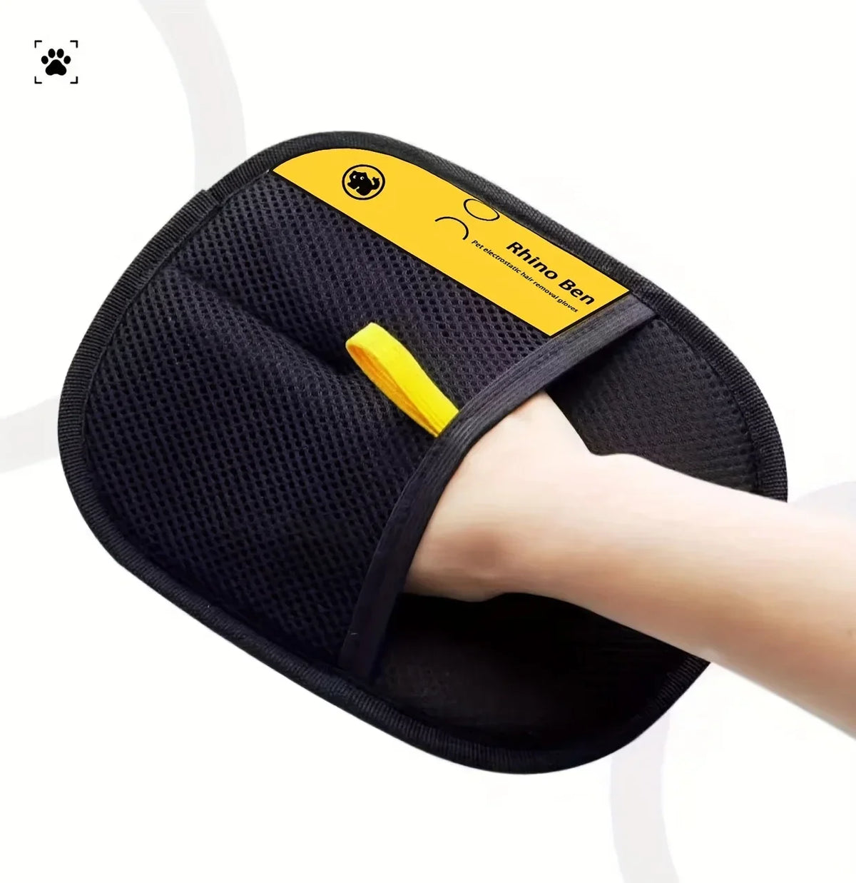 Large Pet Static Hair Removal Grooming Gloves, Upgrade Version Polypropylene Cat Hair Remover Gloves, Black with Yellow Accents for Pet Shedding