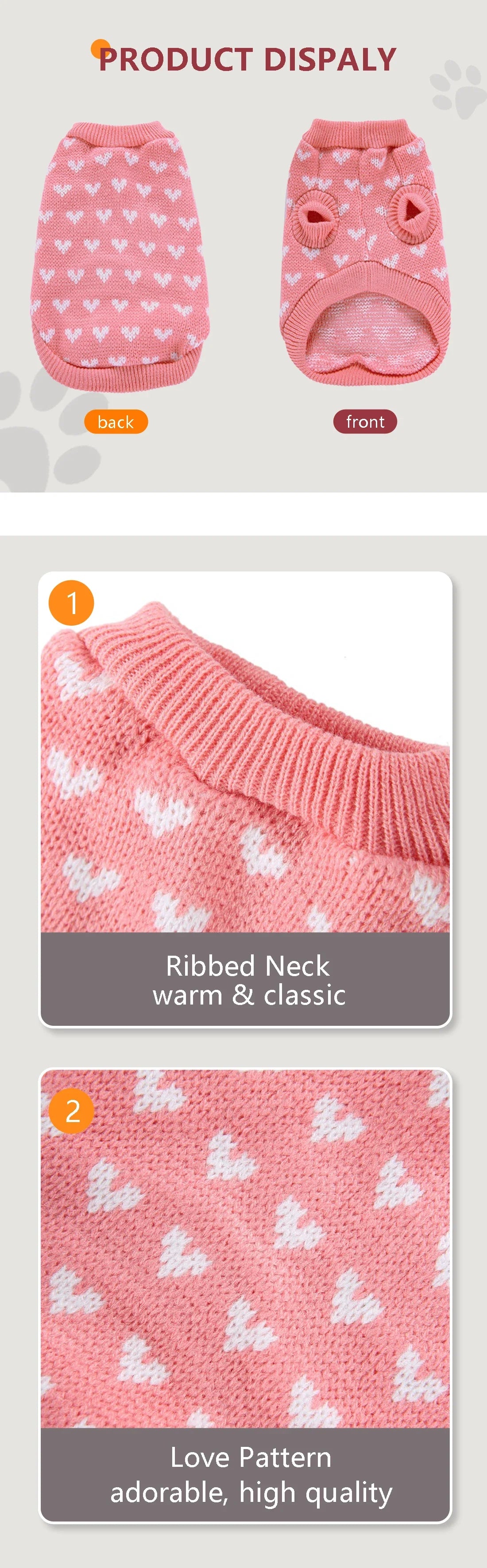 Cute Cat Sweater Classic Heart Graphic Cat Clothes Soft Warm Pet Clothing For Autumn And Winter