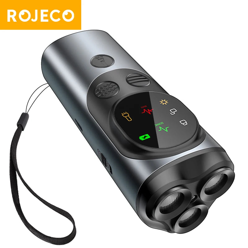 ROJECO Dog Repeller Ultrasonic High Power Dog Anti Barking Training Device Rechargeable Dog Repeller Trainer With LED Flashlight