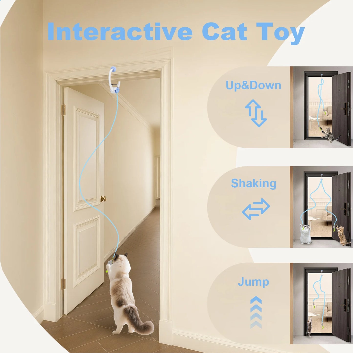 Cat Toys Electric Door Hanging Cat Toy Interactive Cat Toy USB Rechargeable Self Play Toy Retractable Kitten Toys