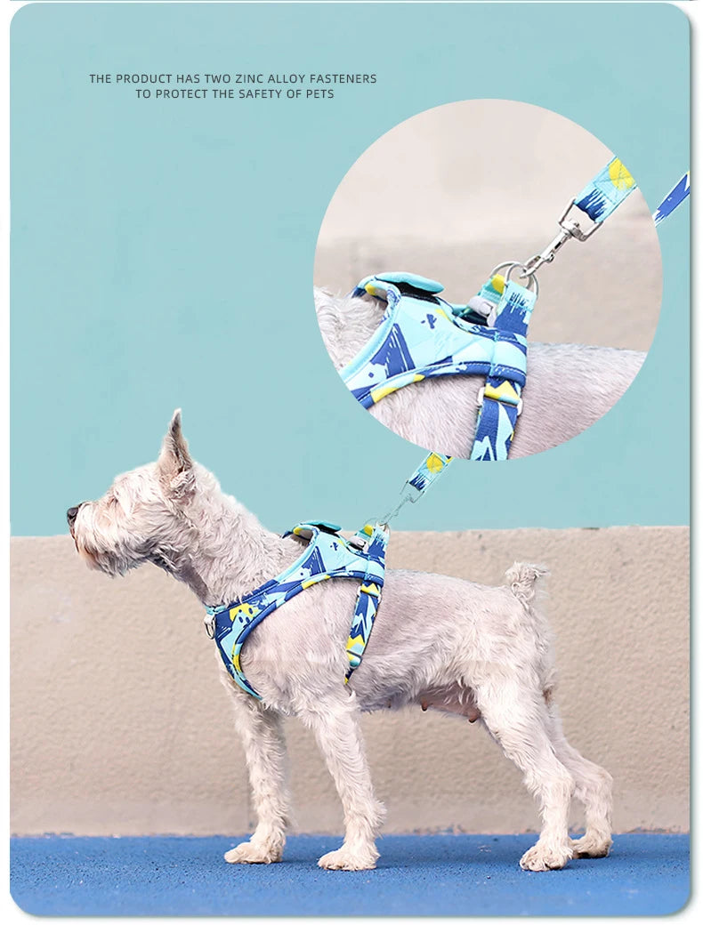 New Dog Cat Harness Adjustable Vest Walking Lead Leash For Puppy Dogs Collar Polyester Mesh Harness For Small Medium Dog Cat Pet