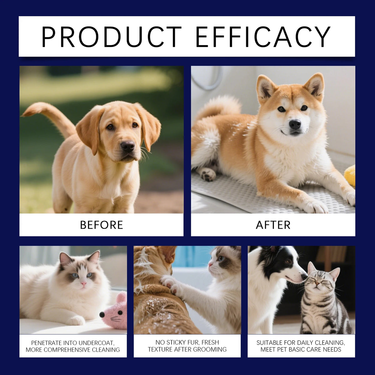 Pet Hair Detangler Spray Set Softening Smoothing Dematting Grooming Volumizing Dogs Cats Daily Care Kit for All Breeds