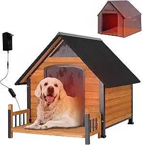Outdoor Dog House with All-Around Insulated Liner Weatherproof Puppy Shelter Indoor Dog Kennel, Anti-Bite Dog Home for Large Bre