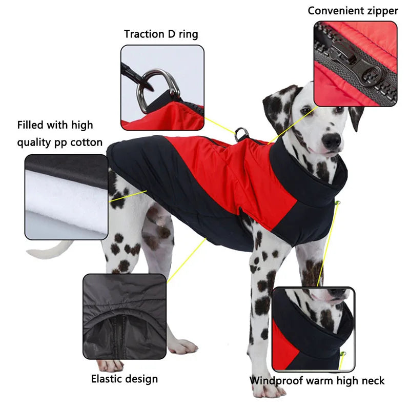 Large Dog Clothes for Small Medium Dogs Cat Winter Warm Puppy Vest Jacket French Bulldog Labrador Outdoor Windproof Pet Coat