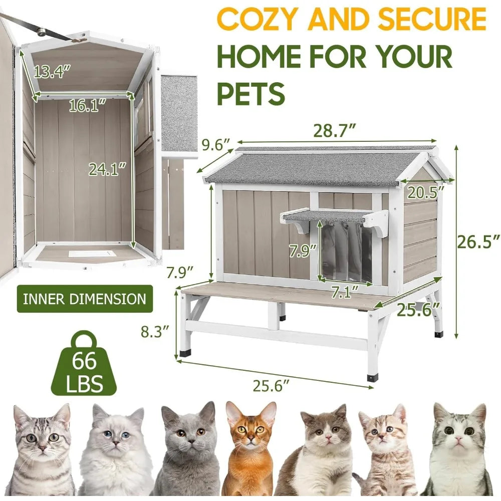 Cat Houses for Outdoor Cats Feral Cat Shelter Wooden Pet House