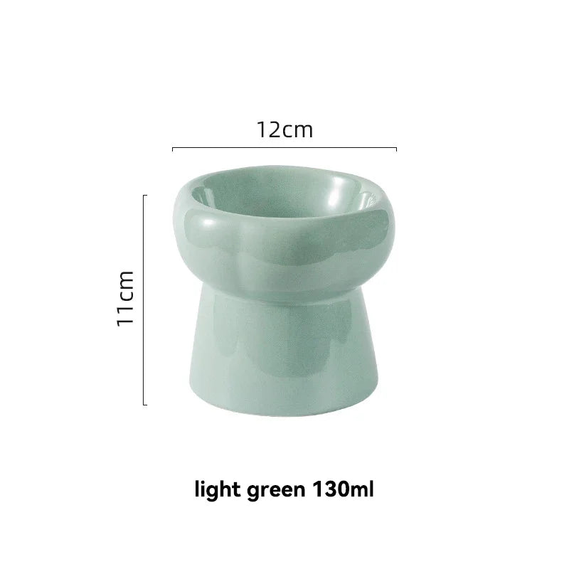 Elevated Ceramic Pet Bowl for Cats and Small Dogs – Anti-Slip, Neck Protection, Easy to Clean, Raised Design for Food and Water