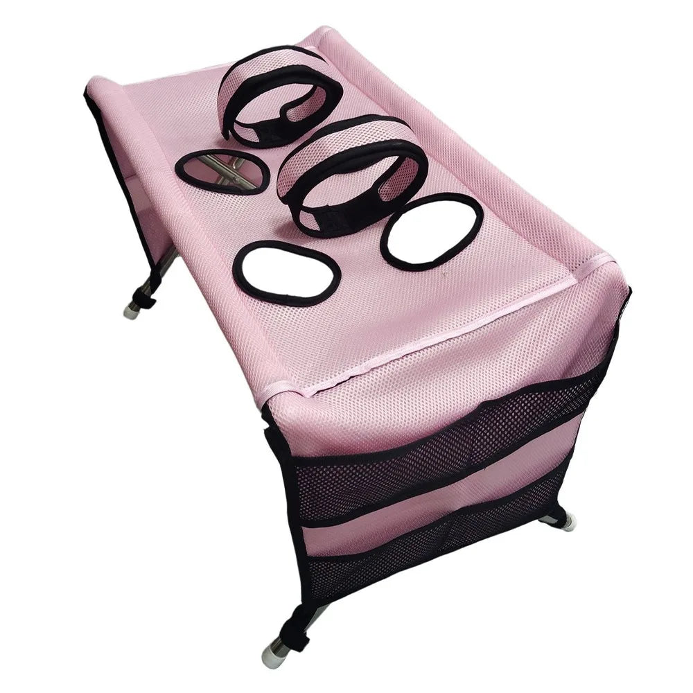 Folding Pet Grooming Hammock Anti-Scratch with Support Frame Pet Washing Station Sturdy Detachable Dog Grooming Table