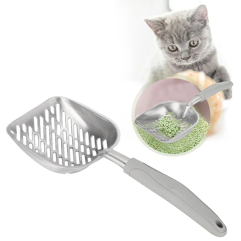 Pet Spatula Cat Litter Scoop Sifter Deep Shovel Ergonomic Handle Stainless SteelGray