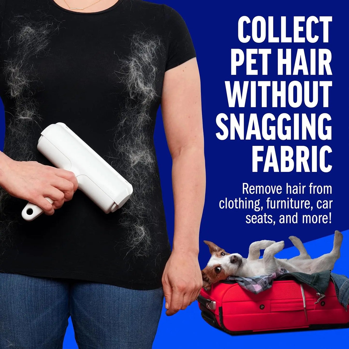 Reusable Pet Hair Remover Roller – Eco-Friendly Lint Roller for Furniture, Carpet, Car, and Bedding, Portable, White