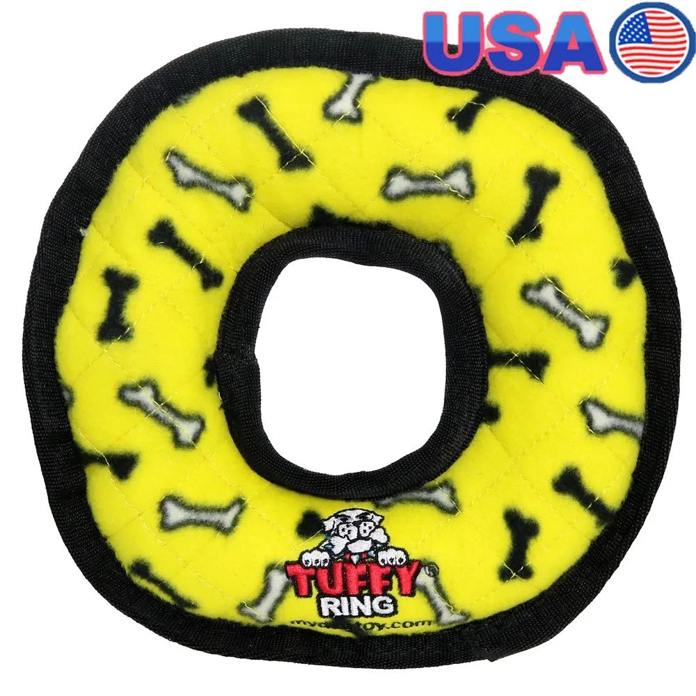 Durable Plush Squeaky Dog Toy Medium Ring Four Layer Design Interactive Play Washable Floatable Safe Squeakers Strong Seams