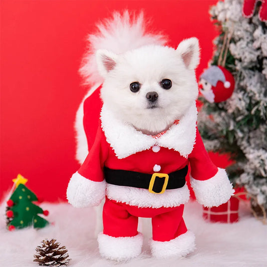 Cat Christmas Outfit Santa Claus Dog Christmas Costume Dog Christmas Clothes for Pet Dogs Cats Party New Year Funny Cosplay