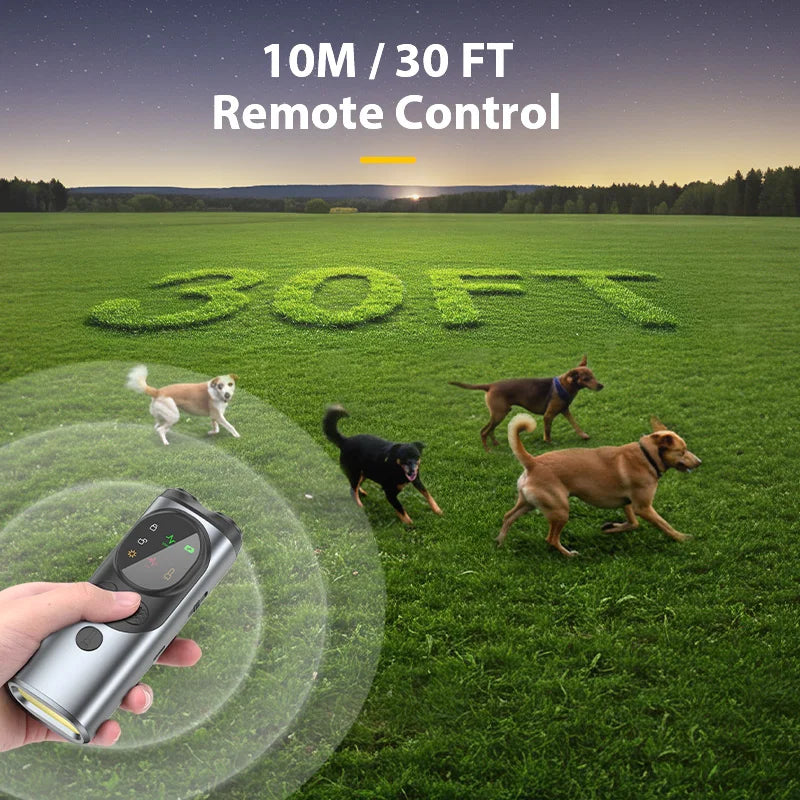 ROJECO Dog Repeller Ultrasonic High Power Dog Anti Barking Training Device Rechargeable Dog Repeller Trainer With LED Flashlight