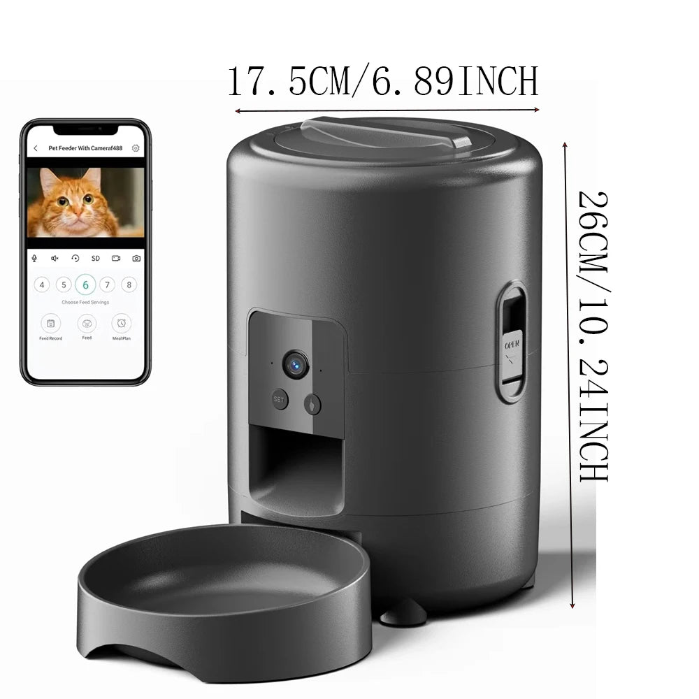 2L with Video Automatic Cat Feeder, Intelligent Timed and Quantitative Feeding, Cat, Dog and Pet Feeding Bowl Controlled by App