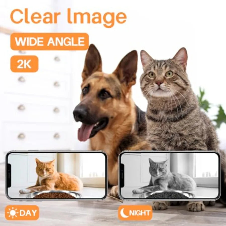 Automatic Cat Feeder with 2K Camera and Smart App for Cats and Dogs 6L Capacity Smart Pet Food Dispenser with Timed Auto Contro