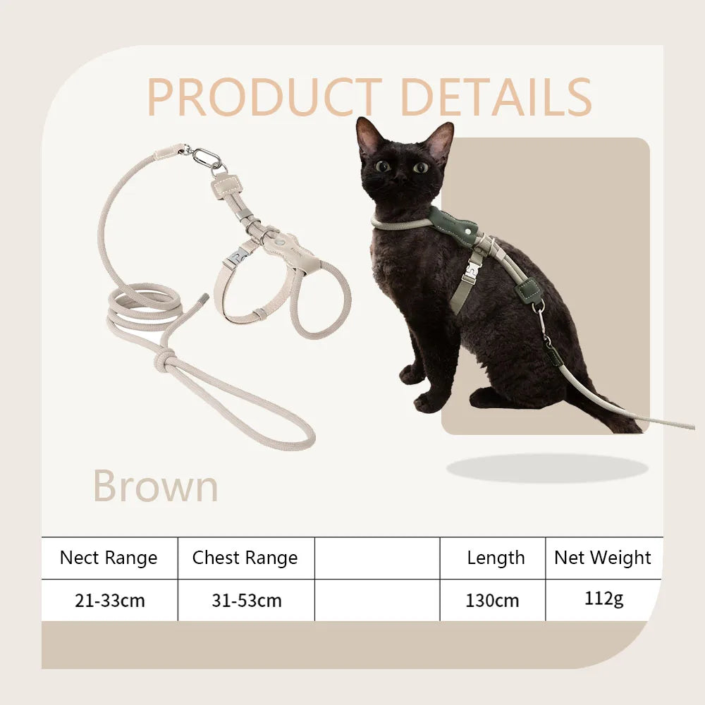 H-Shape Escape Proof Cat Harness and Leash Set Adjustable Breathable Lightweight No Choke Vest for Small Cats Kitten Outdoor Use