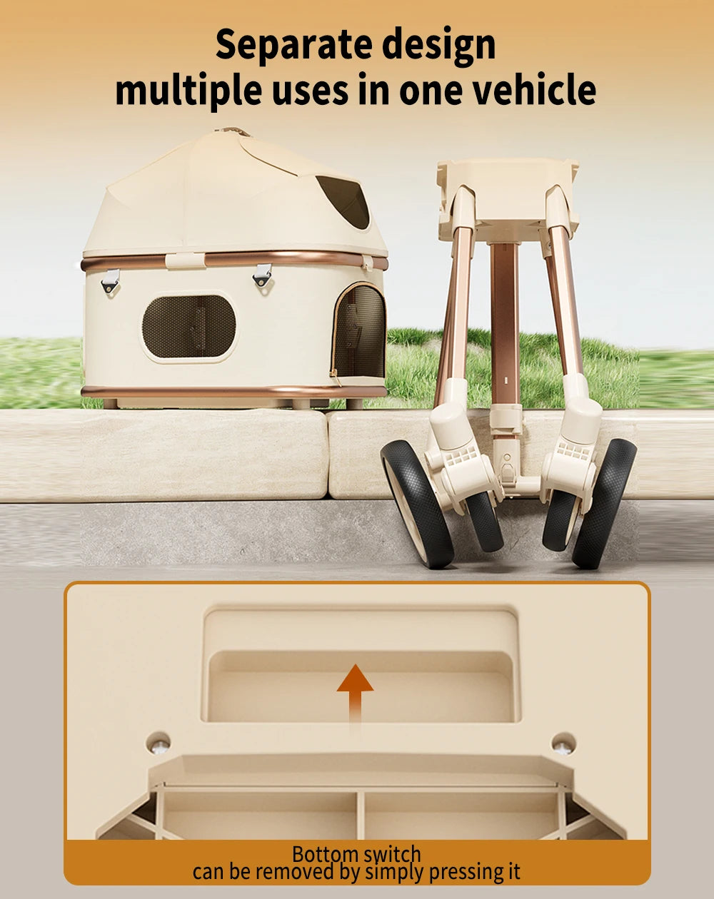 Pet Stroller for Dog & Cat, Pubby Stroller Upload to 55lbs,Dog Basket,Luxury Dog Stroller