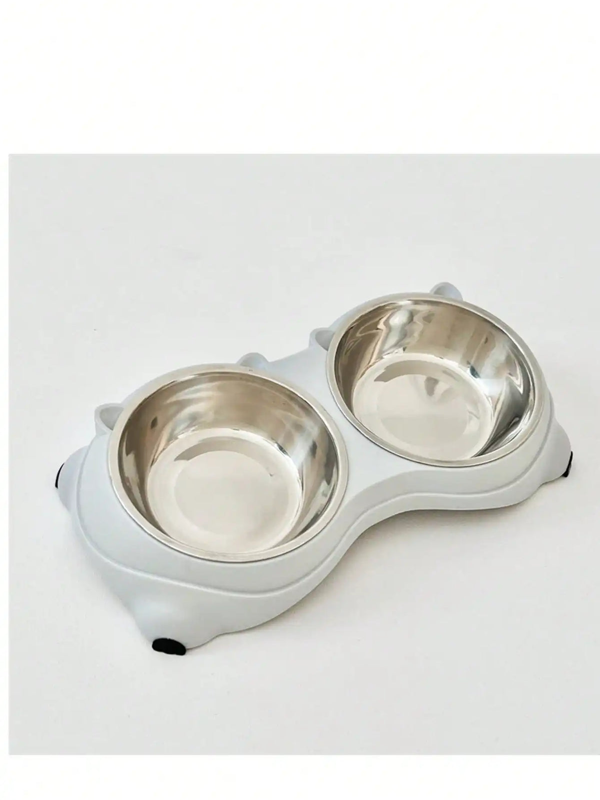 Double Stainless Steel Pet Bowl Set with Base, 2 in 1 Cat and Dog Food Water Bowl, Easy to Clean Rust Resistant Metal Pet Bowl, Non Slip Base for Indoor and Outdoor Use, Macaron Color