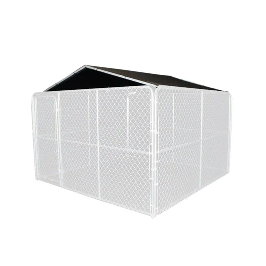 Dog Kennel Canopy Cover Shade Steel Frame Gray 10x10 Sun Rain Protection Shelter