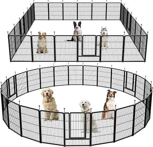 Portable Outdoor Dog Fence, Dog Playpen for Large/Medium/Small Dogs, Dog Fences for The Yard,with Doors Foldable Met