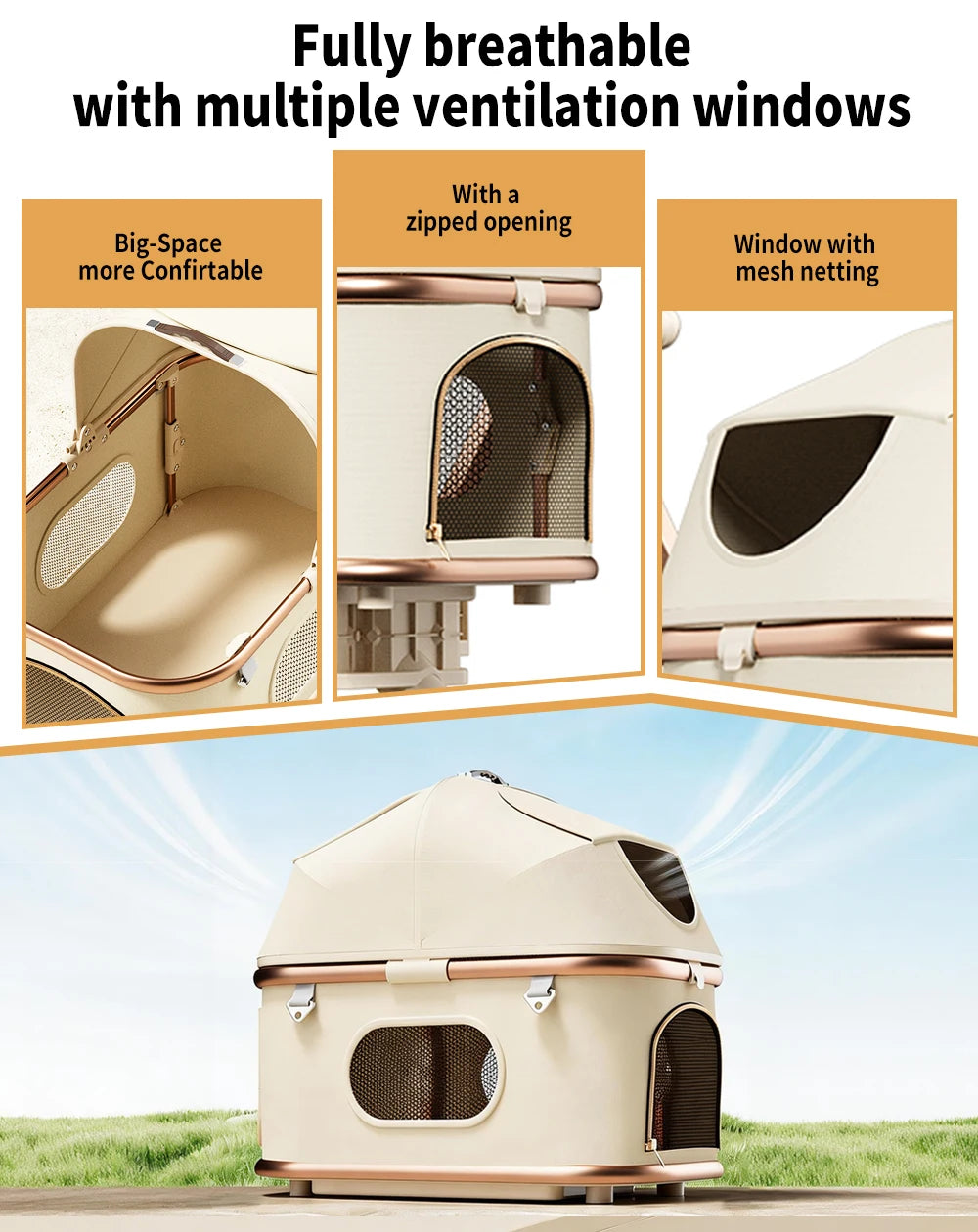 Pet Stroller for Dog & Cat, Pubby Stroller Upload to 55lbs,Dog Basket,Luxury Dog Stroller