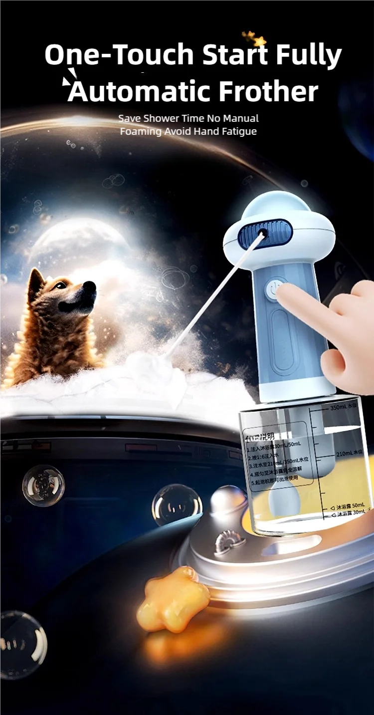 Pet Shampoo Foaming Machine, Foam Dispenser for Dogs and Cats, USB Rechargeable Automatic Foaming Machine