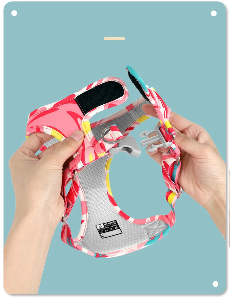 New Dog Cat Harness Adjustable Vest Walking Lead Leash For Puppy Dogs Collar Polyester Mesh Harness For Small Medium Dog Cat Pet
