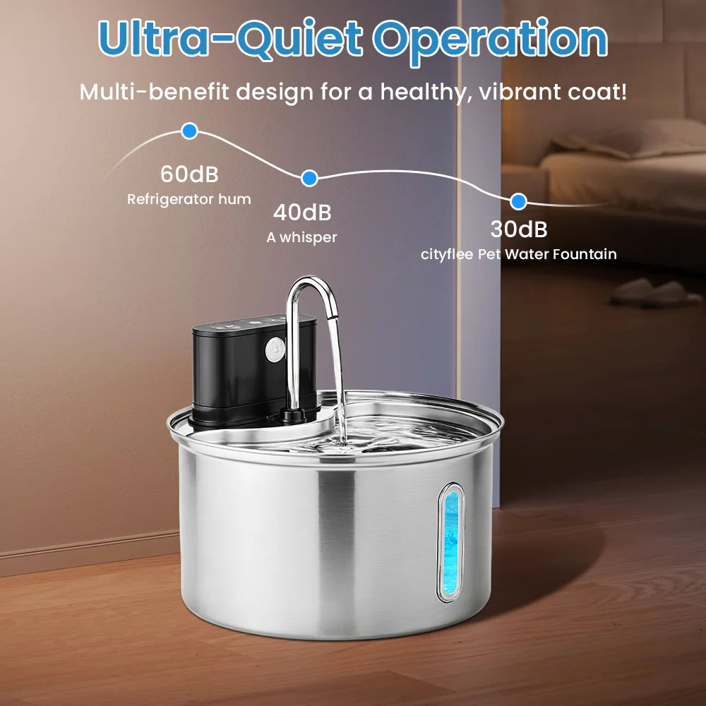 3.5L Stainless Steel Cat Sensor Water Fountain Wireless Smart Automatic Pet Water Dispenser For Cat Dog Pet Drinking Fountain