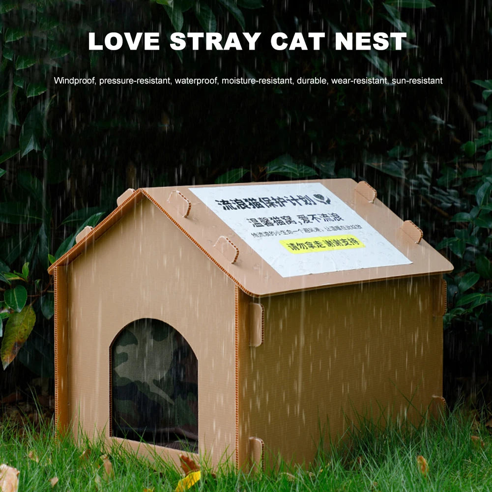 Stray Cats House Outside Cat House Foldable Cat Outdoor House Collapsible Insulated Pet House for Indoor Outdoor Use