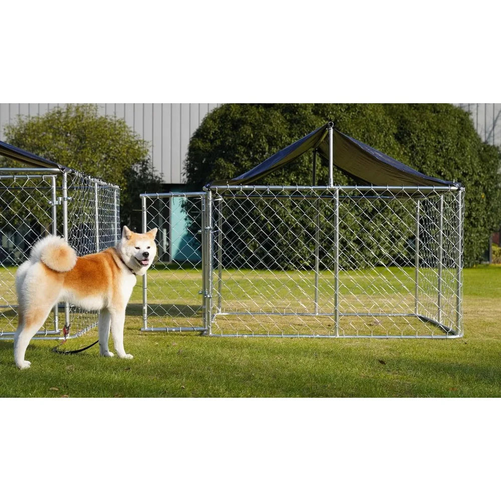 Large Outdoor Dog Cage, Heavy Duty Dog Kennel House Mesh, Big Enclosure Pet Kennel Steel Fence with Secure Lock，Customized