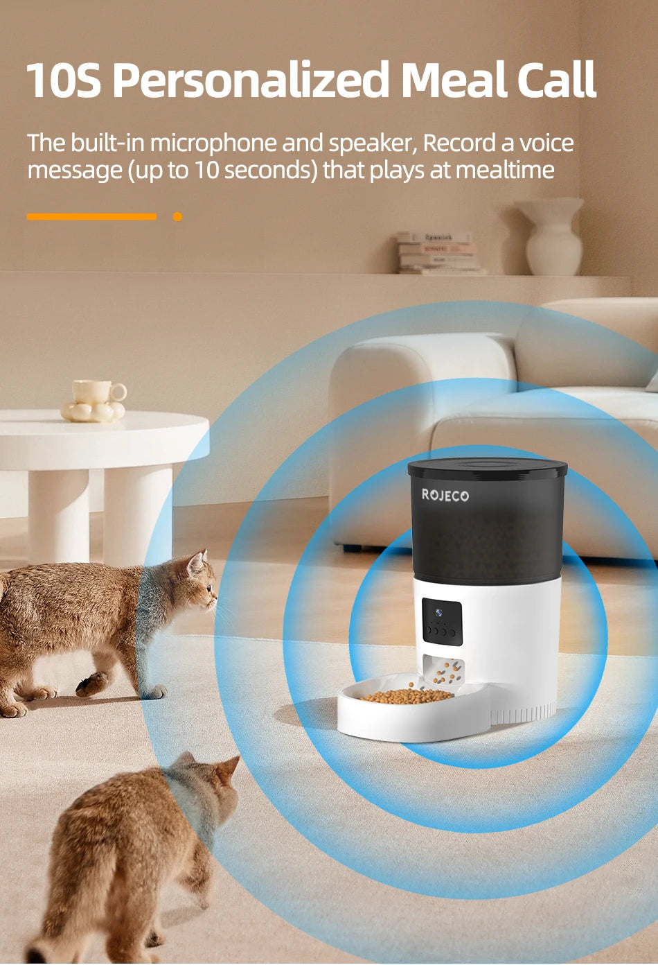 ROJECO 3L Automatic Dog Feeder With Camera Smart Pet Food Dispenser For Dogs WIFI Remote Food Feeding with Stainless Steel Bowl