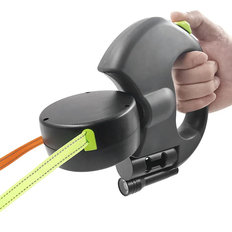 Leash for Pet Dogs Self-rolling Retractable Leash For 2 Dogs Retractable 360° Rotation With LED Light 2-way Leash Roll Type