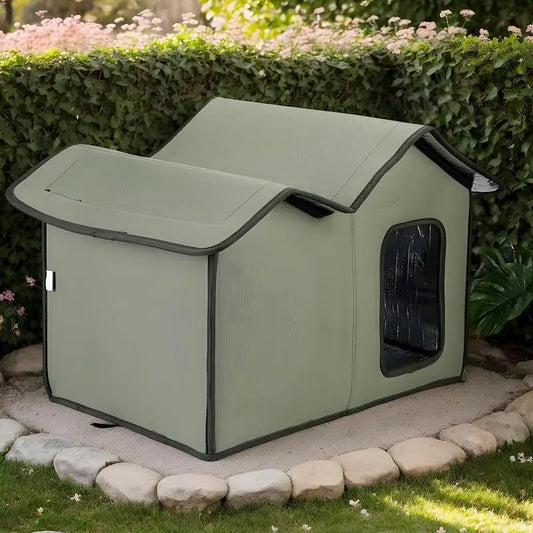Cat Outdoor House Large Insulated Cat Shelter Waterproof Weatherproof Pet House With Transparent Door Washable Cat Hut For Cat
