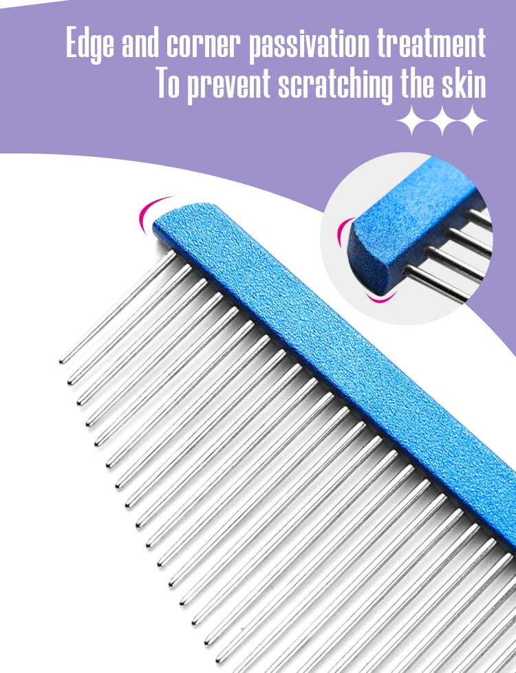 Fenice Moon Style Comb Pet Grooming Single Comb Aluminum Metal Comb for Dogs Stainless Steel Pet Dog Cat Pin Comb Hair Brush