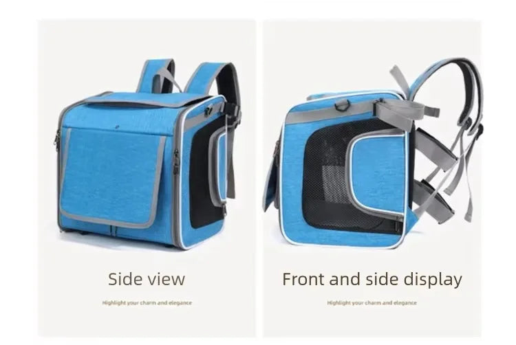 Dog or Cat Bike Basket Expandable Foldable Soft Sided Pet Carrier Backpack with 4 Open Doors, Foldable Dog Cat Bike Carrier