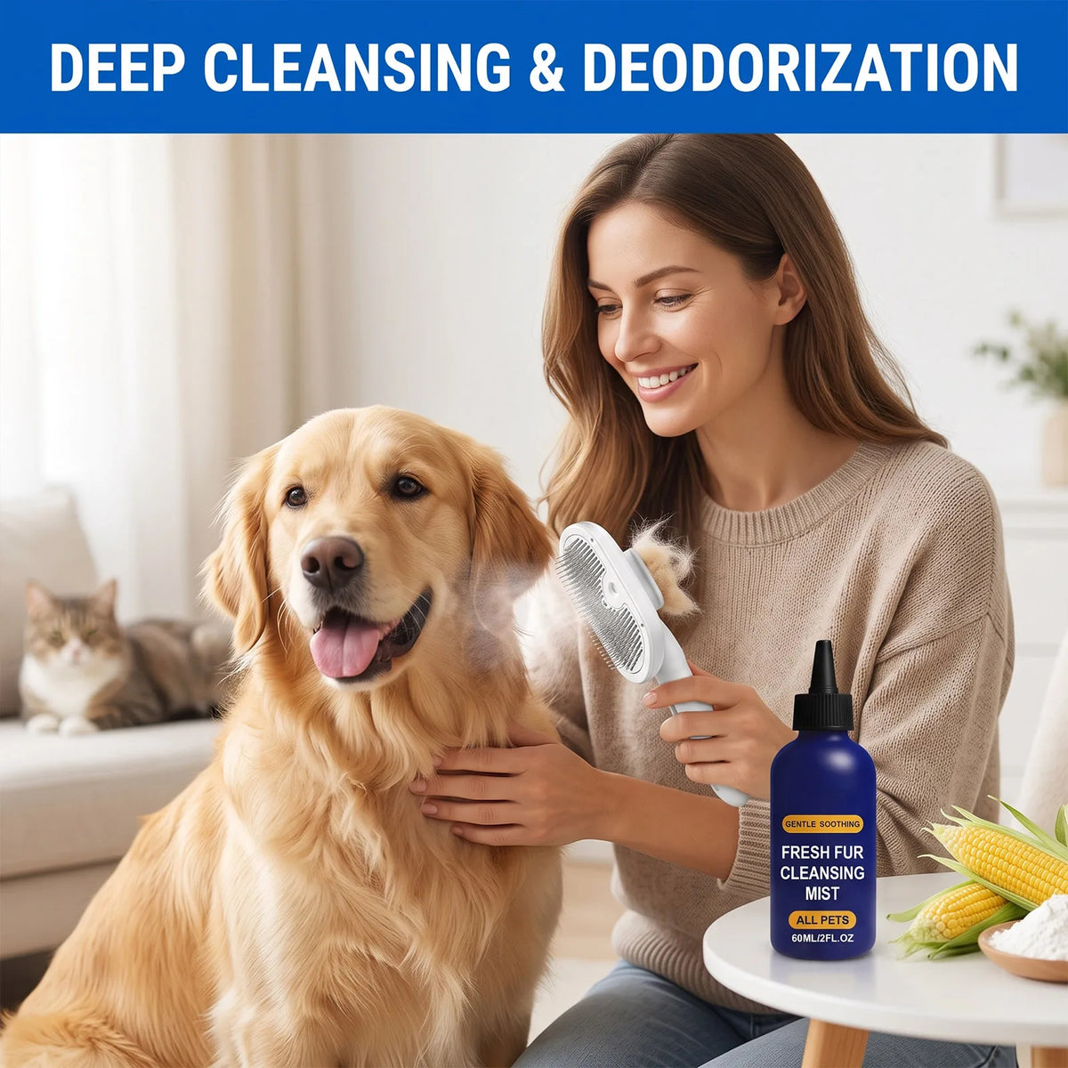 Pet Hair Detangler Spray Set Softening Smoothing Dematting Grooming Volumizing Dogs Cats Daily Care Kit for All Breeds