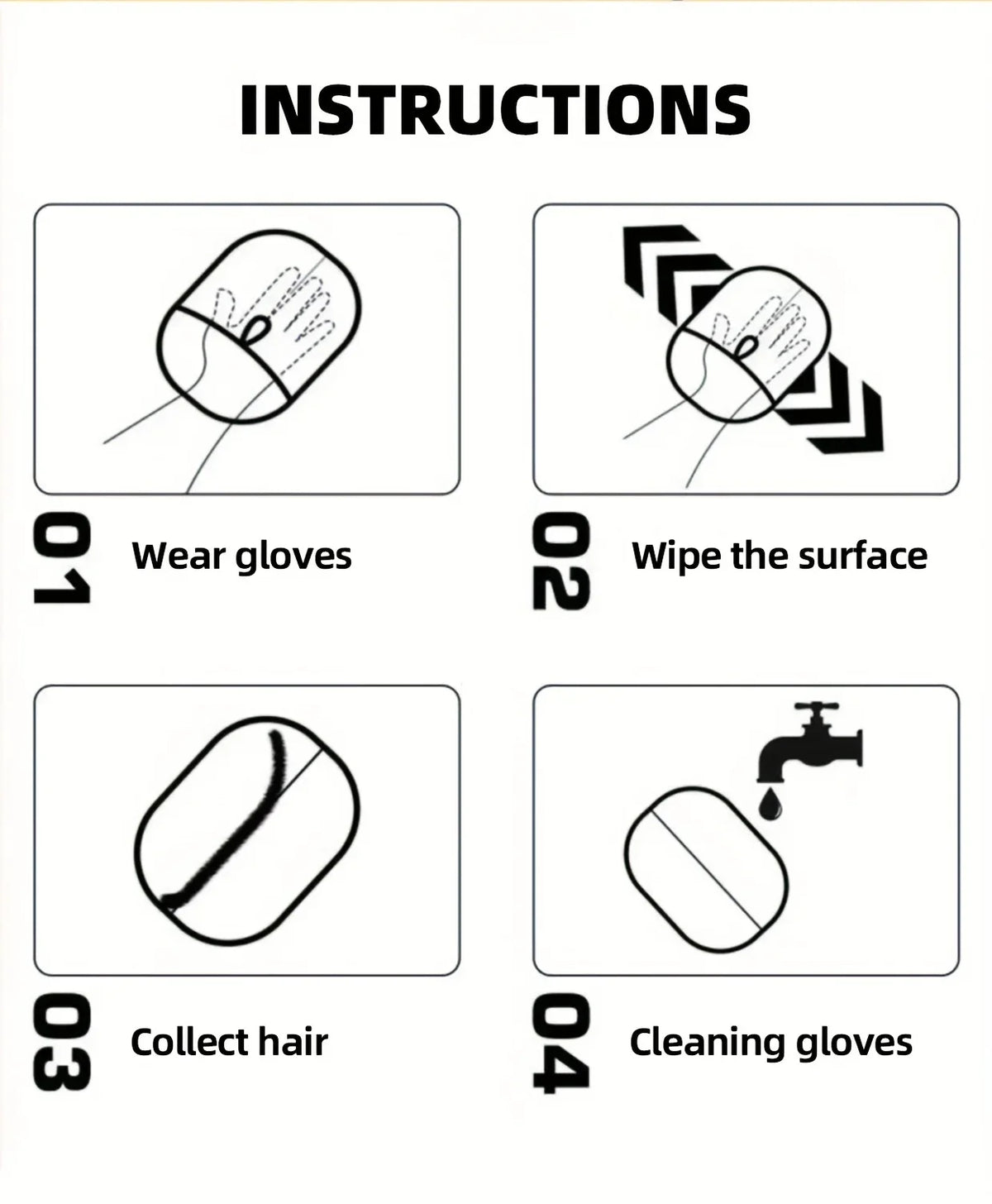 Large Pet Static Hair Removal Grooming Gloves, Upgrade Version Polypropylene Cat Hair Remover Gloves, Black with Yellow Accents for Pet Shedding