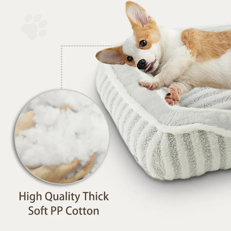 Dog Bed for Extra Small Dogs BreedsCat Bed Puppy Kennel Bed with Pillow Washable Deluxe Plush Dog Crate Beds Comfy Durable Rect