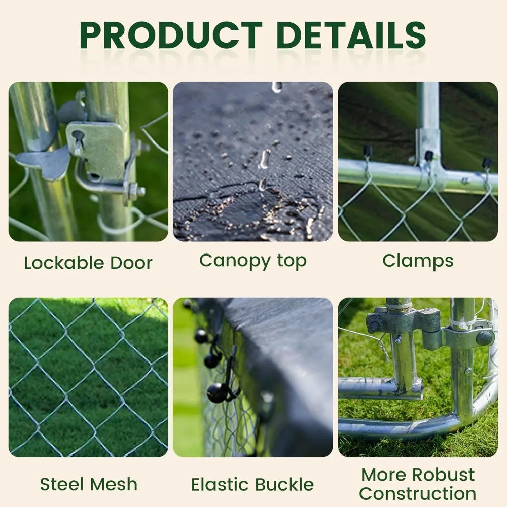 Large Outdoor Dog Cage, Heavy Duty Dog Kennel House Mesh, Big Enclosure Pet Kennel Steel Fence with Secure Lock，Customized