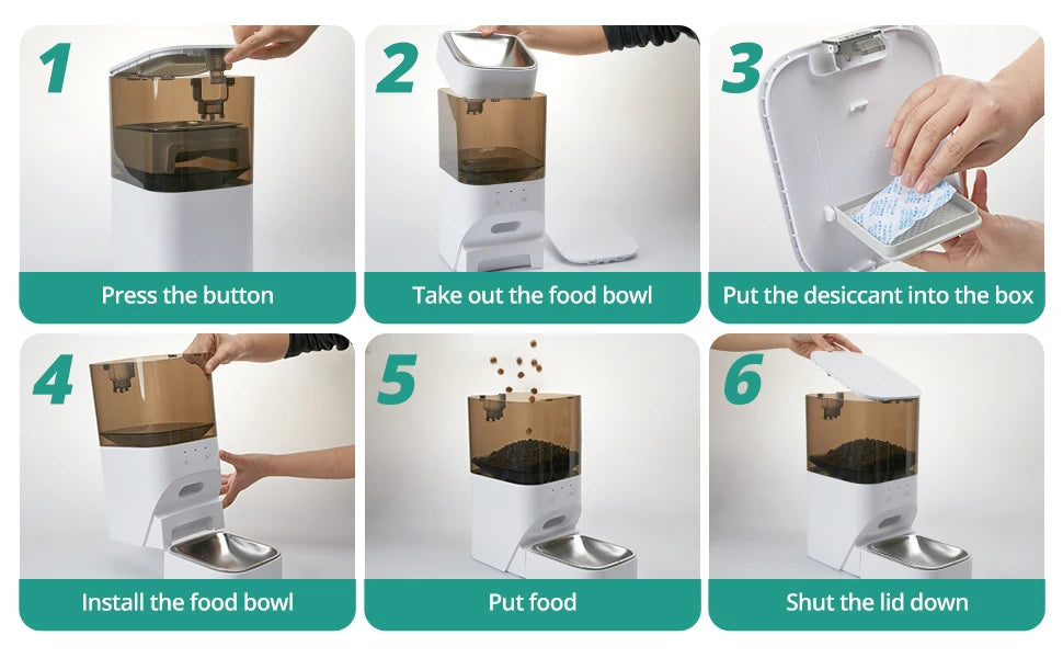 Automatic Cat Feeder, Timed Cat Feeder with APP Control, Dog Food Dispenser with Lock Lid, 30S Voice Recorder, 4L Pet Feeder