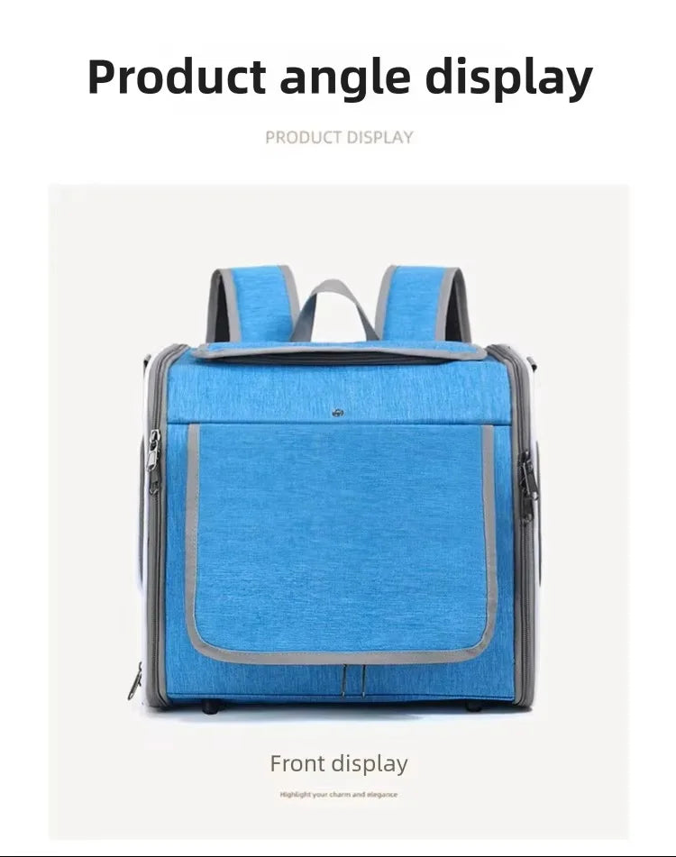Dog or Cat Bike Basket Expandable Foldable Soft Sided Pet Carrier Backpack with 4 Open Doors, Foldable Dog Cat Bike Carrier