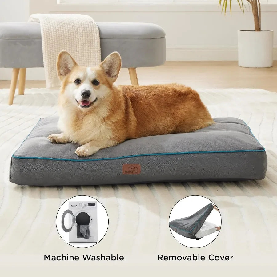Washable Dog Beds Large Sized Dog 3 Inch Thick Up to 80lbs Pet Mat Pillows with Removable Washable Cover Ideal for Large Dogs i