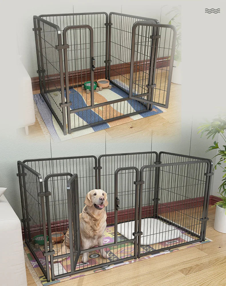 6 Panels Dog Fence Playpen Foldable Puppy Exercise Kennel Teddy Animal Escape Barrier Heavy Duty Cage for Dog Cat Rabbit Pet 60x60cm,70x80cm