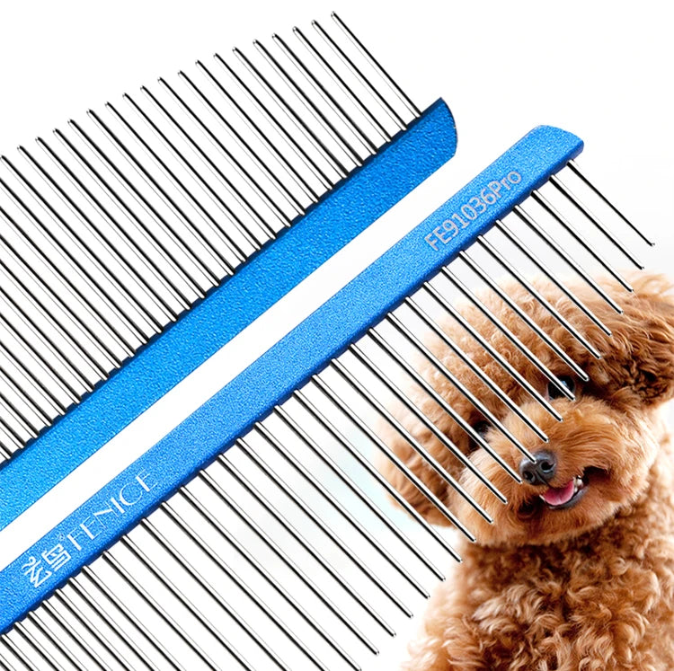 Fenice Moon Style Comb Pet Grooming Single Comb Aluminum Metal Comb for Dogs Stainless Steel Pet Dog Cat Pin Comb Hair Brush
