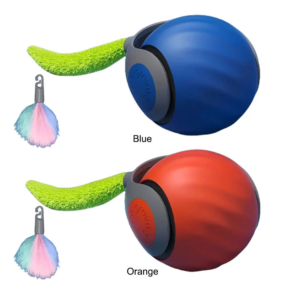 Automatic Moving Cat Toy Ball Smart Cat Toys Two Speed Adjustment Speedy Tail Cat Toy with Replacement Tail
